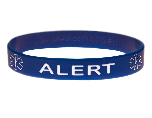 Blue Alert Bracelet Wristband With Medical Alert Symbol 