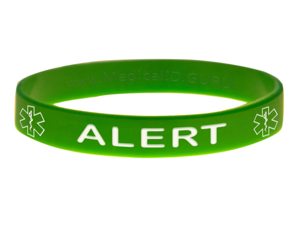 Green Alert Barcelet Wristband With Medical Alert Symbol 