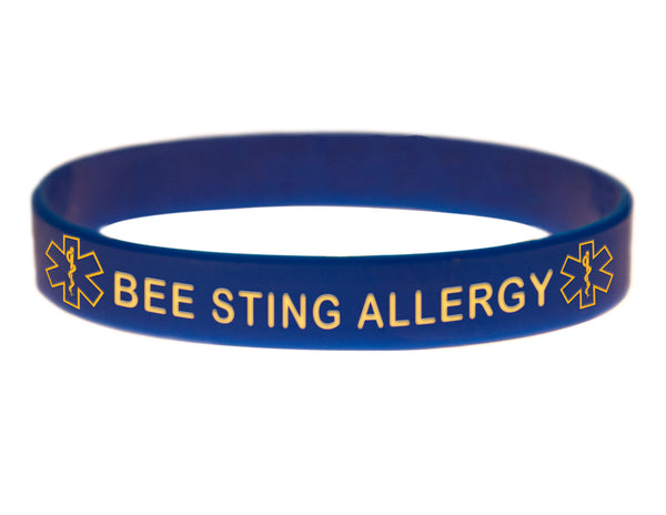 Blue Bee Sting Allergy Wristband With Medical Alert Symbol