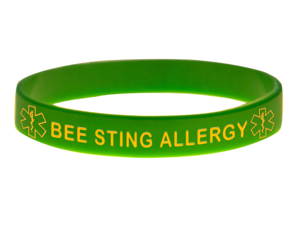 Green Bee Sting Allergy Wristband With Medical Alert Symbol