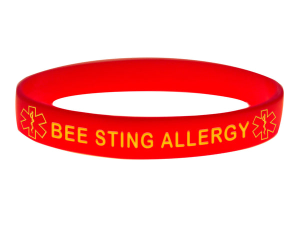 Red Bee Sting Allergy Wristband With Medical Alert Symbol