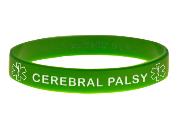 Green Cerebral Palsy Wristband With Medical Alert Symbol