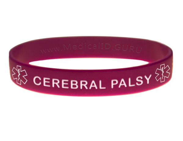 Purple Cerebral Palsy Wristband With Medical Alert Symbol