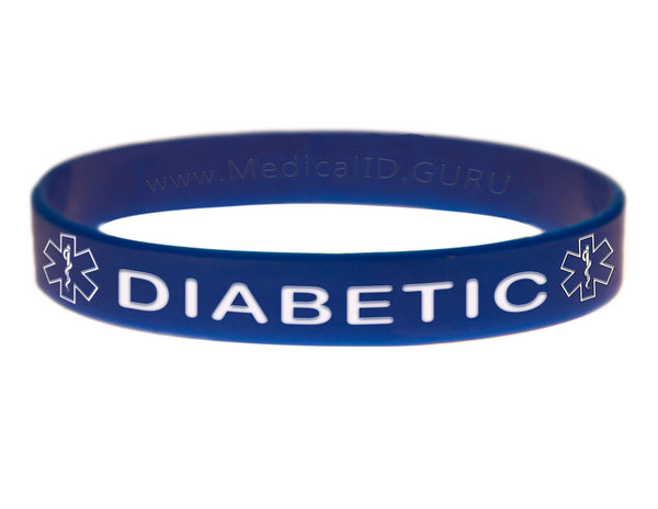 Blue Diabetic Wristband With Medical Alert Symbol