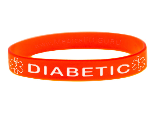 Orange Diabetic Wristband With Medical Alert Symbol