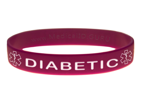 Purple Diabetic Wristband With Medical Alert Symbol