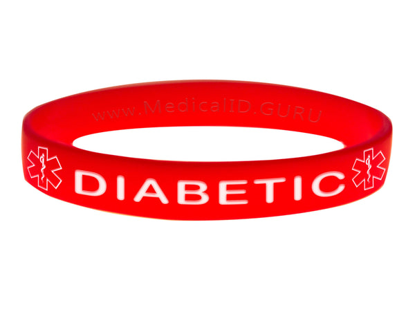 Red Diabetic Wristband With Medical Alert Symbol