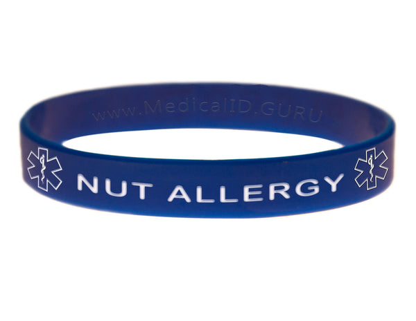 Blue Nut Allergy Wristband With Medical Alert Symbol