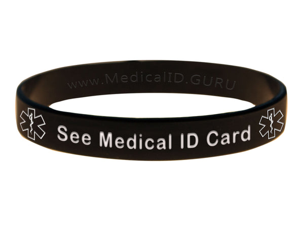 Black See Medical ID Card Wristband With Medical Alert Symbol