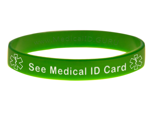 Green See Medical ID Card Wristband With Medical Alert Symbol