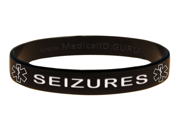 Black Seizures Wristband With Medical Alert Symbol