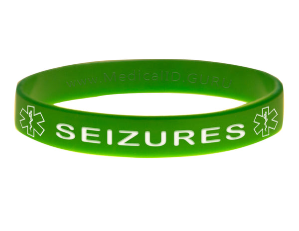 Green Seizures Wristband With Medical Alert Symbol
