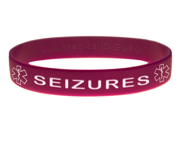 Purple Seizures Wristband With Medical Alert Symbol