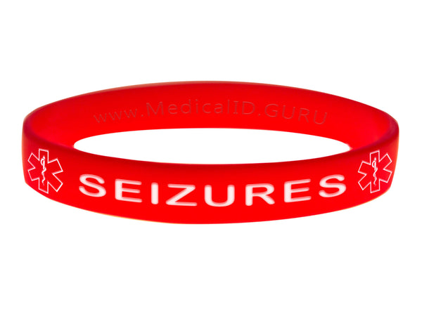 Red Seizures Wristband With Medical Alert Symbol